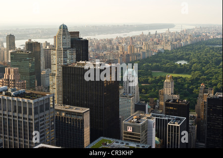 Central Park, seen from the observation deck of Rockefeller Center, Manhattan, New York, USA Stock Photo