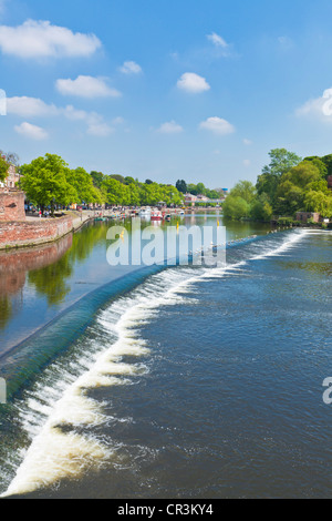 Chester Weir crossing the River Dee at Chester Cheshire England UK GB EU Europe