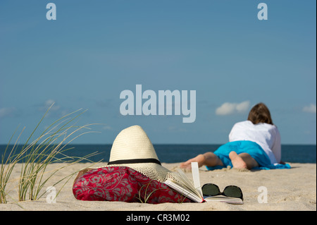 Woman on the beach, List, Sylt island, Schleswig-Holstein, Germany, Europe Stock Photo