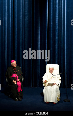 Visit of Pope Benedict XVI on 25th September 2011, speech at Freiburg Concert Hall, together with Robert Zollitsch, the Stock Photo