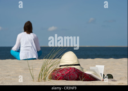 Woman on the beach, List, Sylt island, Schleswig-Holstein, Germany, Europe Stock Photo