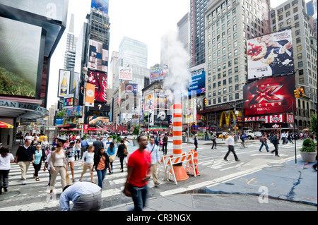 Morning rush hour in Times Square, Manhattan, New York, USA Stock Photo