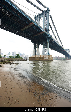 Manhattan Bridge, Brooklyn Heights, New York, USA Stock Photo