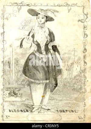 Pictorial bale label showing Bloomer Costume Stock Photo