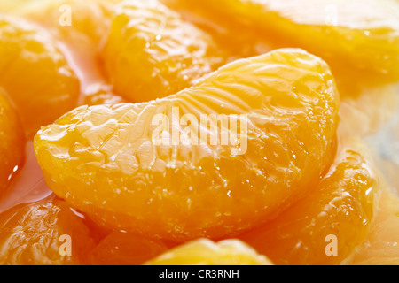 Canned mandarin pieces, closeup Stock Photo