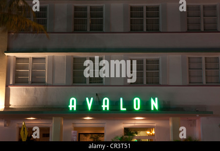 South Beach, Art Deco District at dusk, Miami, Florida, USA Stock Photo