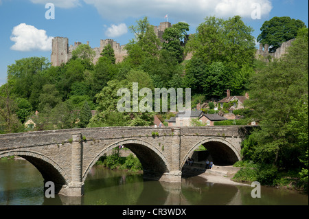 Dinham Bridge over the river Teme, Ludlow castle, Ludlow Stock Photo