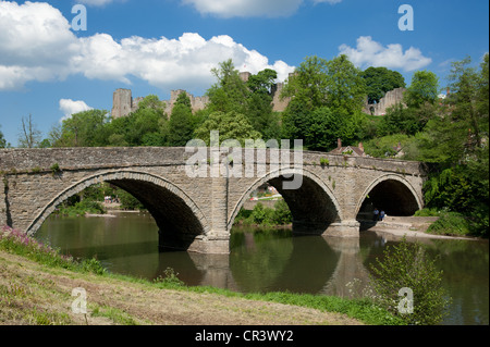 Dinham Bridge over the river Teme, Ludlow castle, Ludlow Stock Photo