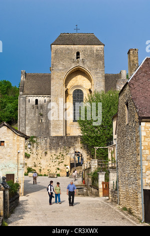 France, Dordogne, Perigord Noir, Saint Amand de Coly, labelled Les Plus Beaux Villages de France, fortified church in the Stock Photo