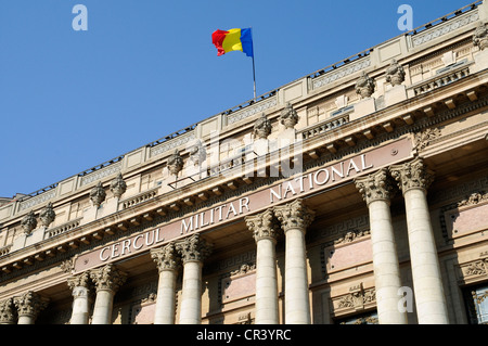 Rumanian flag, Cercul Militar National, officers' mess, military building, restaurant, museum, Bucharest, Romania Stock Photo