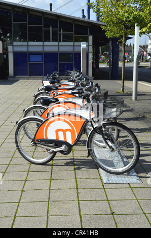 Metrorad Ruhr, bike rental at a train station, Bottrop, Ruhr, North Rhine-Westphalia, Germany, Europe Stock Photo