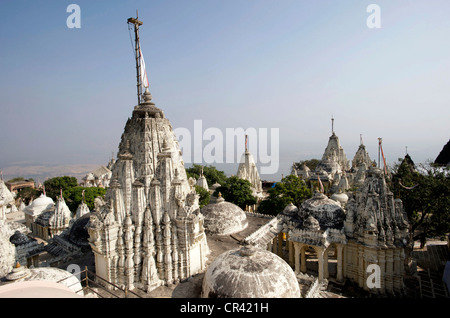 India, Gujarat State, Shatrunjaya Hill, Palitana Temples Stock Photo