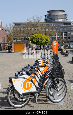 Metrorad-Ruhr, bike rental station, train station, Oberhausen, Ruhrgebiet area, North Rhine-Westphalia, Germany, Europe Stock Photo