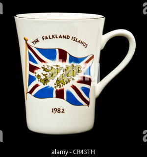 Porcelain mug commemorating the 1982 Falklands War Stock Photo