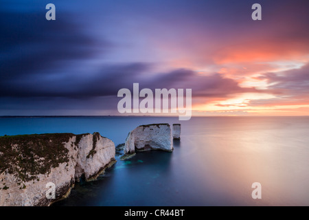 Sunrise at Old Harry Rocks, Swanage, Dorset, UK Stock Photo