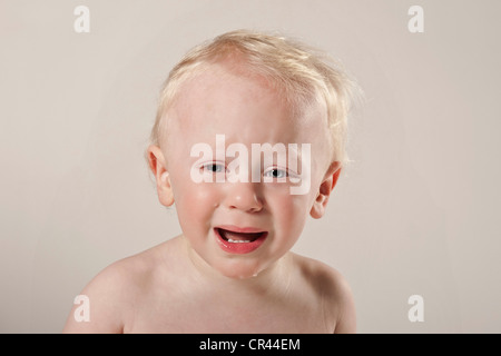 Crying toddler, boy, 1, portrait Stock Photo