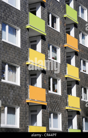 Slate facade and colorful balconies, Bochum, Ruhrgebiet area, North Rhine-Westphalia, Germany, Europe Stock Photo