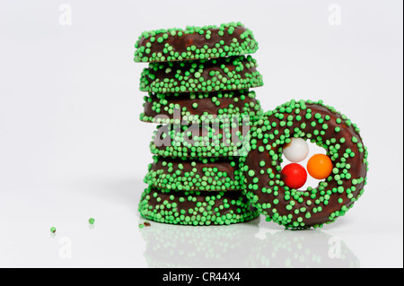 Fondant chocolate nest, Easter confectionary, rings Stock Photo