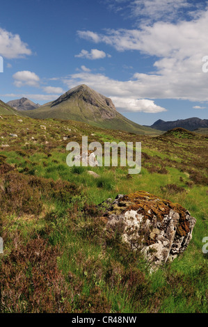 Marsco and Glen Sligachan on a clear sunny summer blue sky day on the Isle of Skye, Inner Hebrides, Scotland Stock Photo