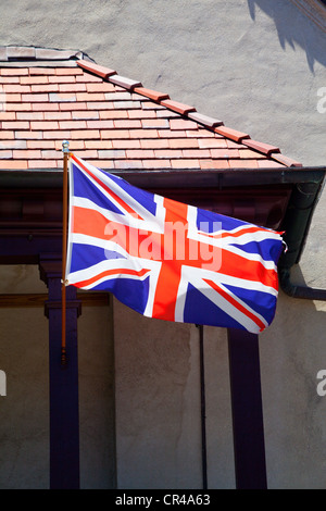 A Union Jack flies on a building in St. Augustine, Florida Stock Photo