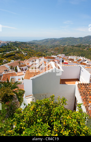 Overlooking the town of Frigiliana, Andalusia, Spain, Europe Stock Photo