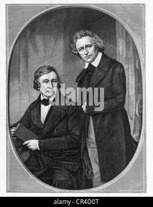 The brothers Grimm, Jacob Grimm (1785-1863), Wilhelm Grimm (1786-1859), collectors of folk and fairy tales, inguistics Stock Photo