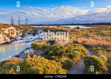 Little Parakeet Bay, heathland and Lake Baghdad. Stock Photo