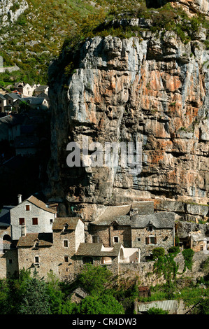 Village of La Malene Gorges du Tarn the Causses and the Cevennes Mediterranean agro pastoral cultural landscape listed as World Stock Photo