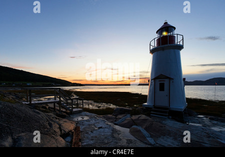 Lighthouse towards La Baie, Saguenay Fjord, St. Lawrence Marine Park, Saguenay-Lac-Saint-Jean region, Quebec, Canada Stock Photo