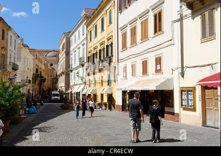 Piazza Civica, Alghero, west coast of Sardinia, Italy, Europe Stock Photo