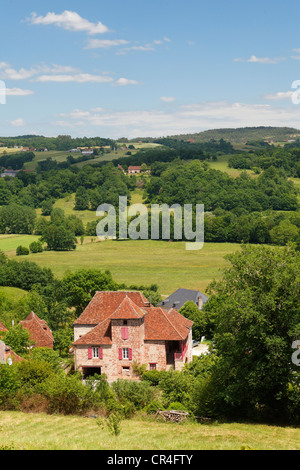 Curemonte, labelled Les plus beaux villages de France, The most beautiful villages of France, Dordogne valley, , France, Europe Stock Photo