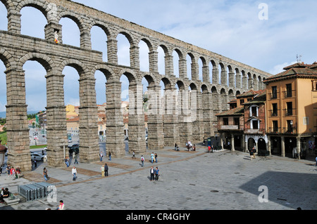 Roman aqueduct, Segovia, Unesco World Heritage Site, Castile and Leon oder Castilia y Leon, Spain, Europe Stock Photo