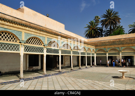 Courtyard in the El Bahia Palace, Medina old town of Marrakesh, Unesco World Heritage Site, Morocco, North Africa Stock Photo