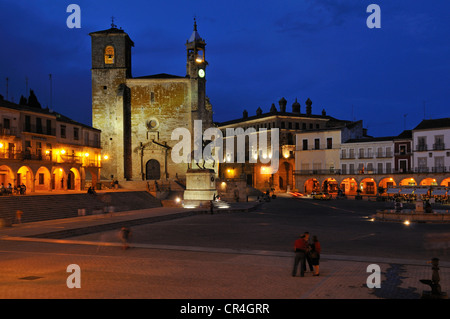 Plaza Mayor, city square of Trujillo with San Martin church, Extremadura, Spain, Europe Stock Photo