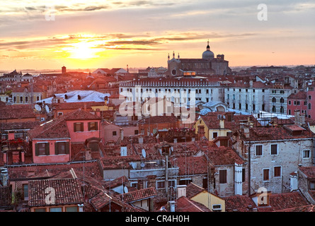 Overlooking the roofs of Venice at sunrise, Venice, UNESCO World Heritage Site, Venetia, Italy, Europe Stock Photo