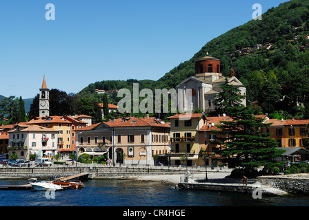 Italy, Lombardy, Lake Maggiore, Laveno Mombello and Sasso del Ferro Mountain Stock Photo