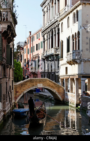 Gondola, Castello district, Venice, UNESCO World Heritage Site, Venetia, Italy, Europe Stock Photo