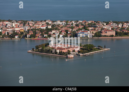 Lido and San Lazzaro degli Armeni island, aerial view, Venice, UNESCO World Heritage Site, Venetia, Italy, Europe Stock Photo