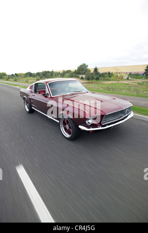 60s Ford Mustang fastback Eleanor style tracking action shot Stock Photo