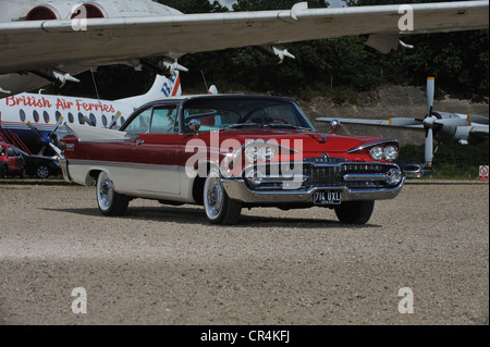 1957 Dodge Custom Royal American classic car fins and chrome in a period airport location 50s fifties Stock Photo