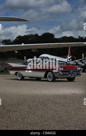 1957 Dodge Custom Royal American classic car fins and chrome in a period airport location 50s fifties Stock Photo