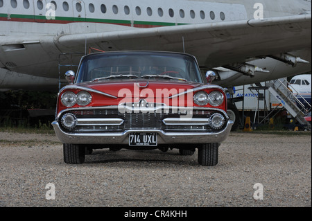 1957 Dodge Custom Royal American classic car fins and chrome in a period airport location 50s fifties Stock Photo