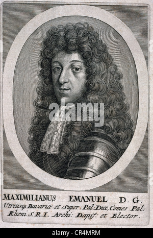 Maximilian II. Emanuel, 11.7.1662 - 26.2.1726, Elector of Bavaria 26.5.1679 - 26.2.1726, portrait, contemporary copper engraving, Artist's Copyright has not to be cleared Stock Photo