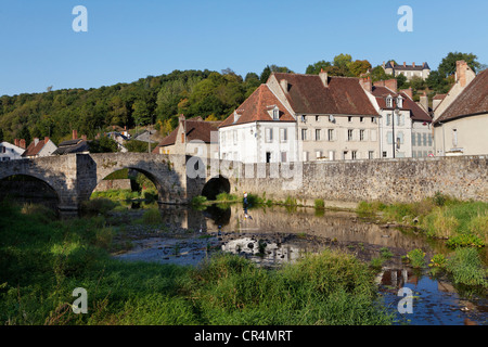 Medieval bridge, Chambon sur Voueize, Creuse, France, Europe Stock Photo