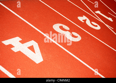 running track starting lanes Stock Photo