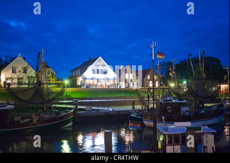 Greetsiel at night, East Frisia, Lower Saxony, Germany, Europe Stock Photo