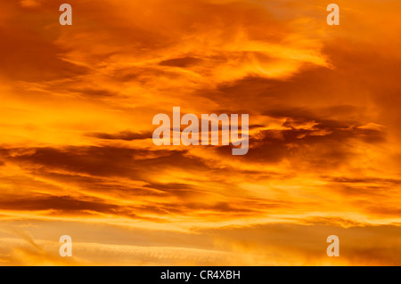 Clouds in the sky at dawn, North Rhine-Westphalia, Germany, Europe Stock Photo