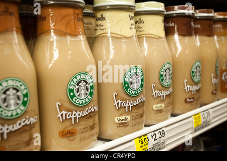 Bottles of Starbucks Frappuccino coffee are seen a supermarket on Thursday, June 8, 2012. (© Richard B. Levine) Stock Photo