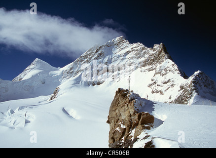 Mt. Jungfrau seen from the Jungfrauenjoch pass, Grindelwald, Berner Oberland, Switzerland, Europe Stock Photo