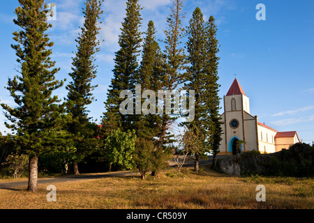 France, New Caledonia, Loyalty Islands, Ouvea island, Mouli peninsula, bordering the church pine columnar Stock Photo